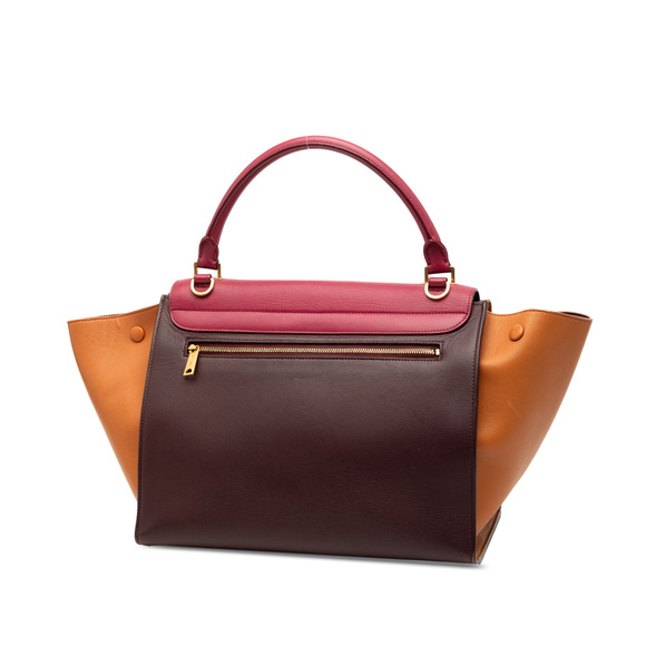 Pre-Loved Celine Medium Tricolor Leather Trapeze Satchel - Picture 2 of 7
